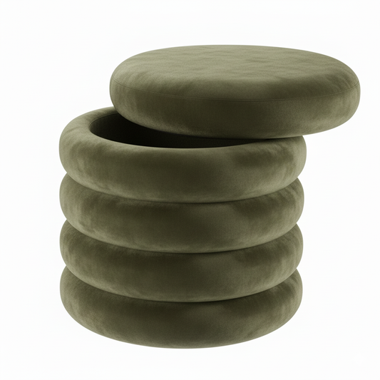 Round Storage Pouf