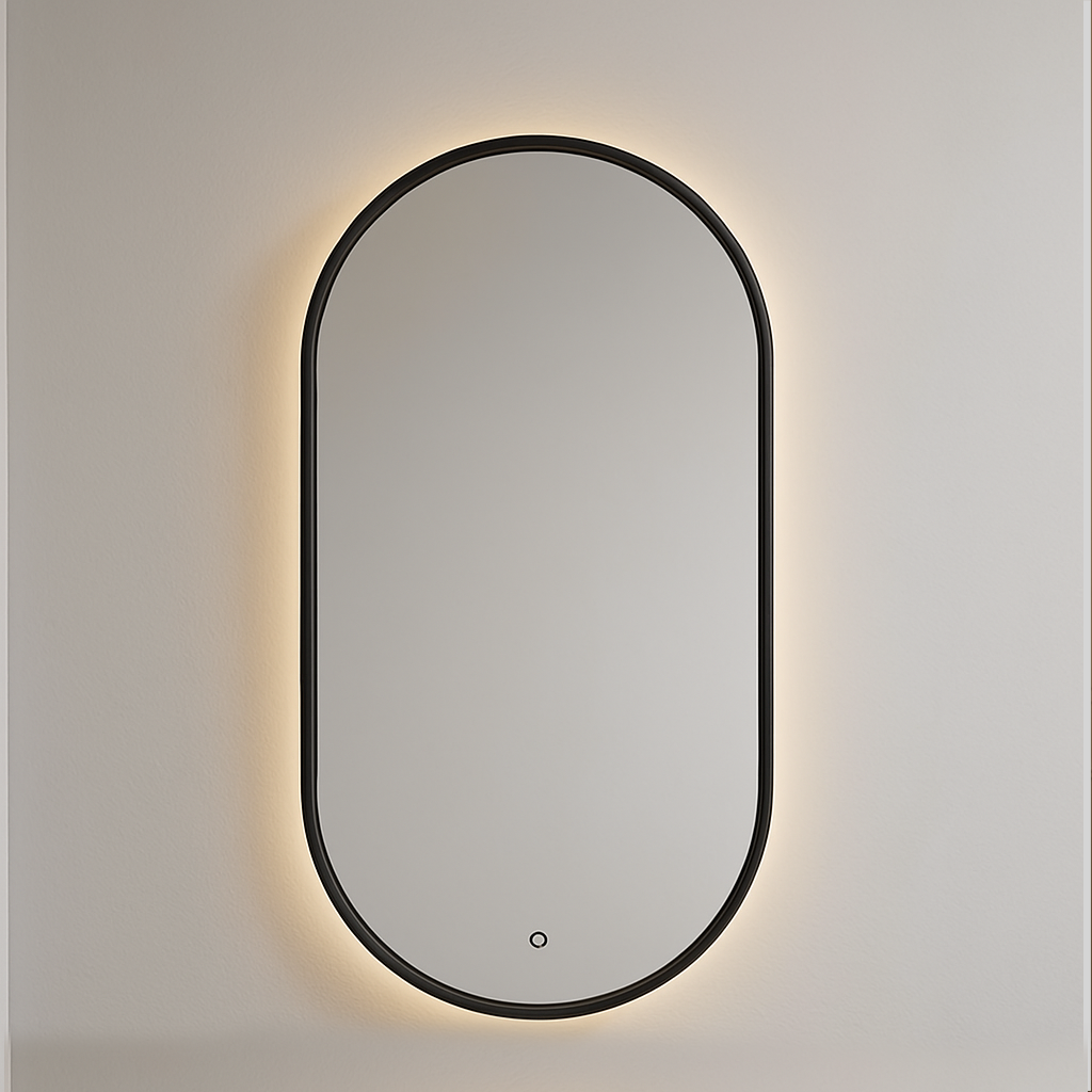 Oval Backlit Mirror | Black Frame