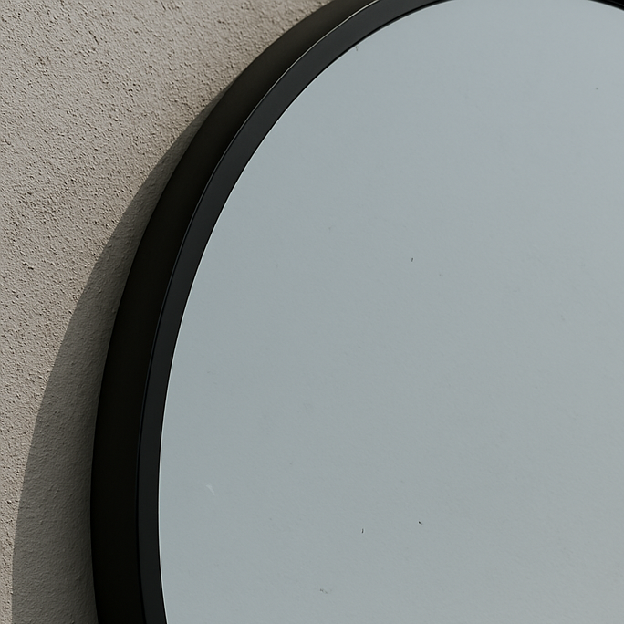 Circular Backlit Mirror | Black Frame