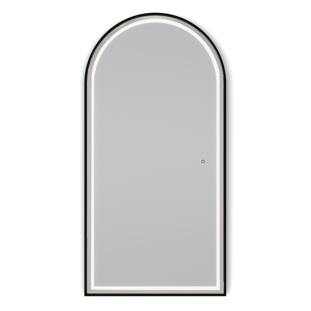 Arched Front Lit Mirror | Black Frame