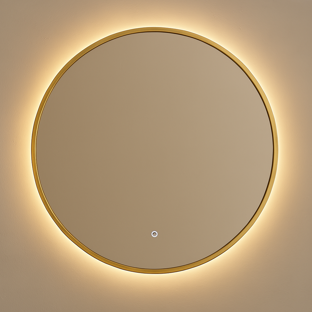 Circular Backlit Mirror | Brushed Gold Frame
