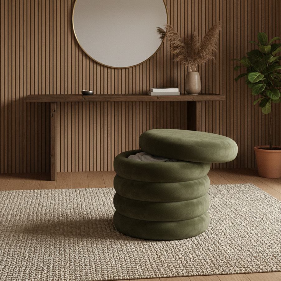 Round Storage Pouf