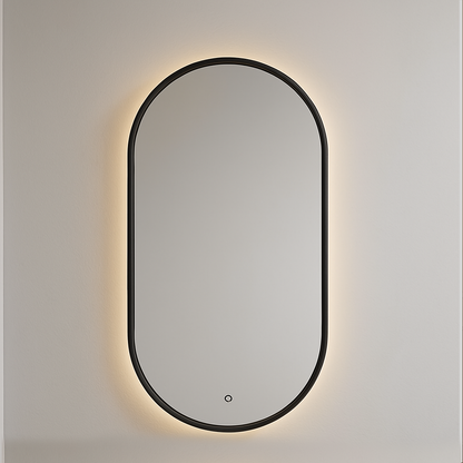 Oval Backlit Mirror | Black Frame
