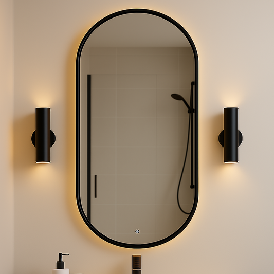 Oval Backlit Mirror | Black Frame