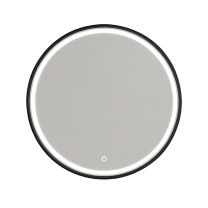 Circular Front Lit Mirror | Black Frame