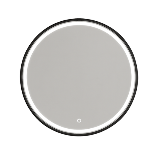 Circular Front Lit Mirror | Black Frame