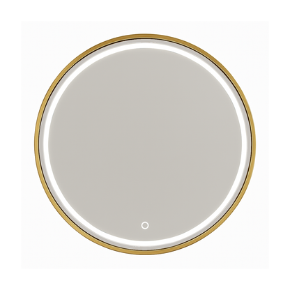 Circular Front Lit Mirror | Brushed Gold Frame