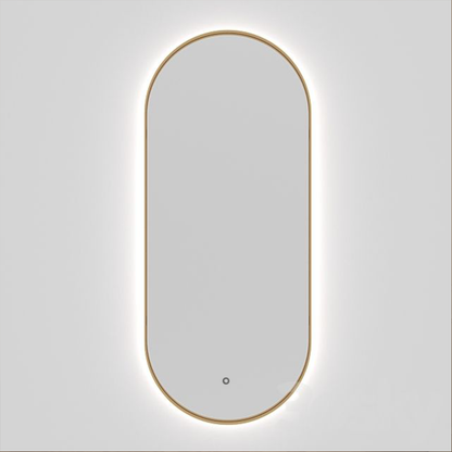 Oval Backlit Mirror | Brushed Gold Frame