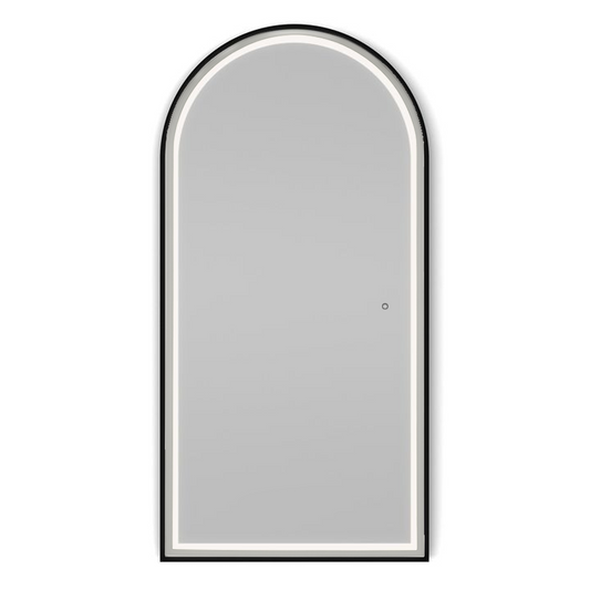 Arched Front Lit Mirror | Black Frame
