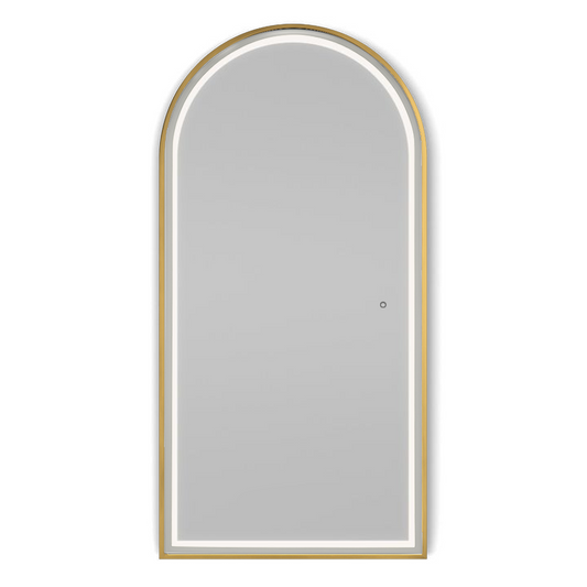 Arched Front Lit Mirror | Brushed Gold Frame