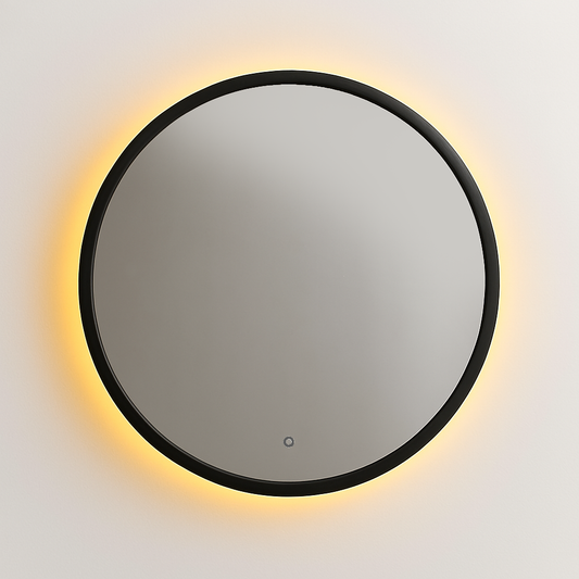 Circular Backlit Mirror | Black Frame