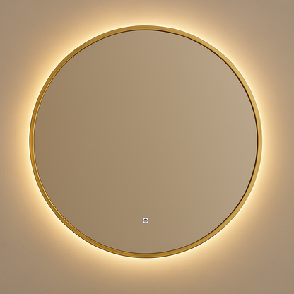 Circular Backlit Mirror | Brushed Gold Frame