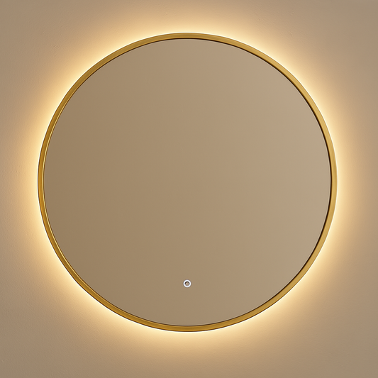 Circular Backlit Mirror | Brushed Gold Frame